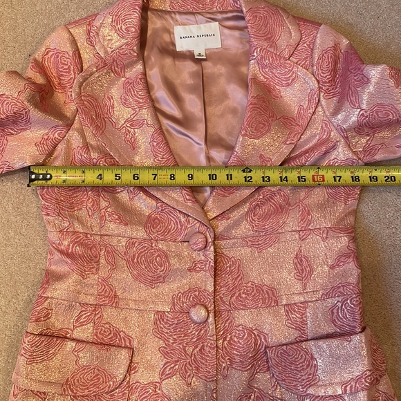 Like new Banana Republic sparkly rosette 50s style long jacket medium - Picture 8 of 13